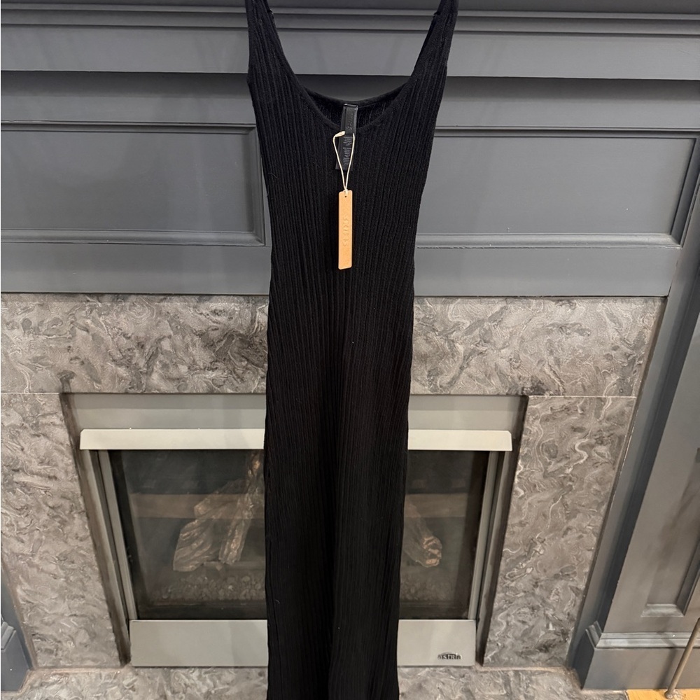 SKIMS Onyx Sheer Knit MIDI Dress Small NWT